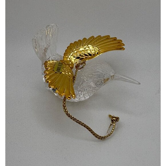 Vintage Hummingbird Christmas Tree Ornament Clear Plastic Bird Gold Tone Wings - Picture 4 of 9
